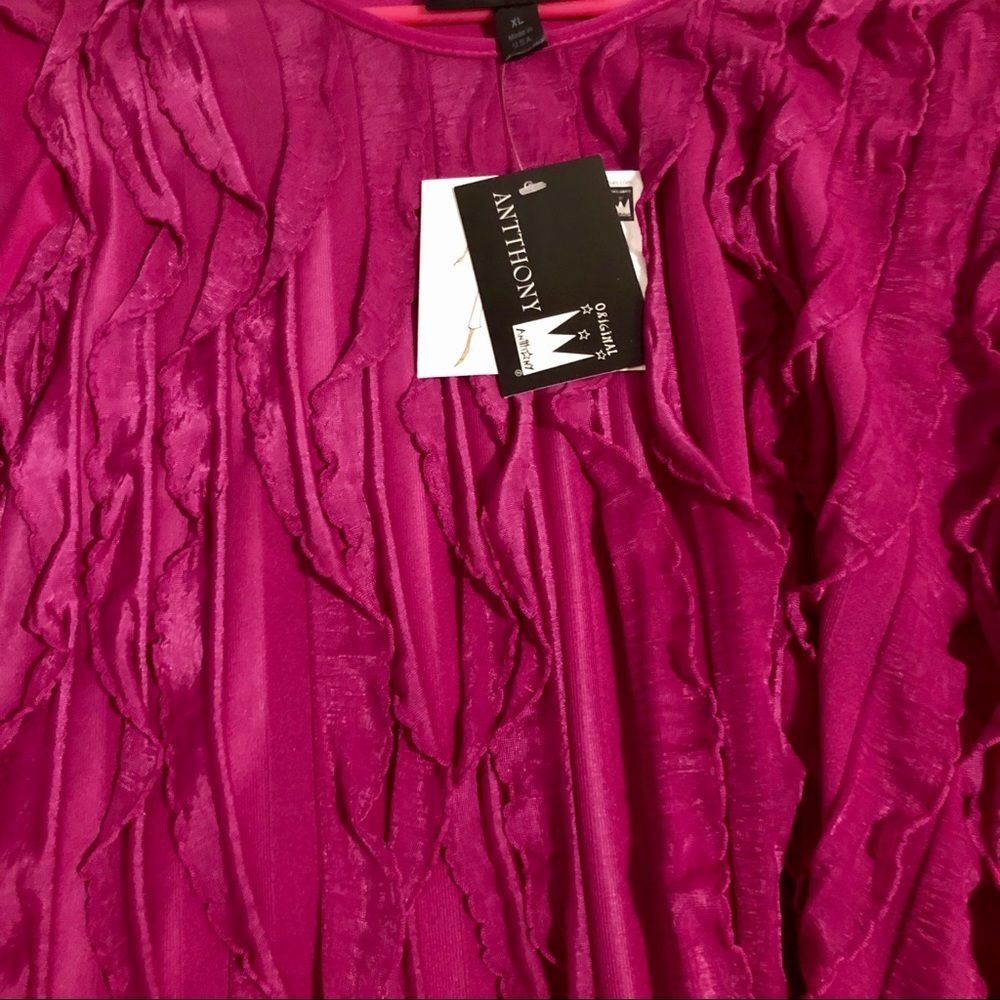 Antthony Original pink long sleeve ruffle Top XL - Picture 3 of 8